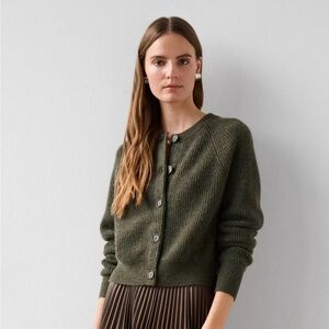 CASHMERE olive cardigan, super soft